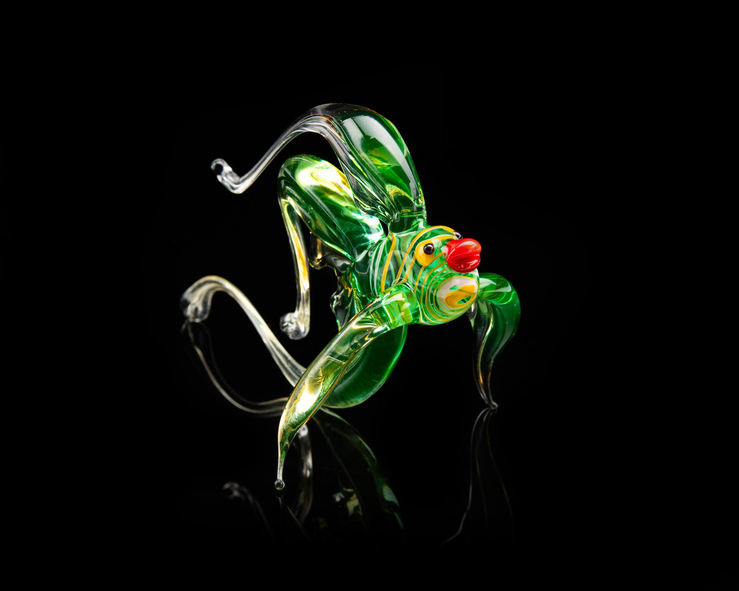 Uranium Glass Fish Figurine Glowing Vaseline Glass Angel UV Reactive Handmade Sculpture Collectible