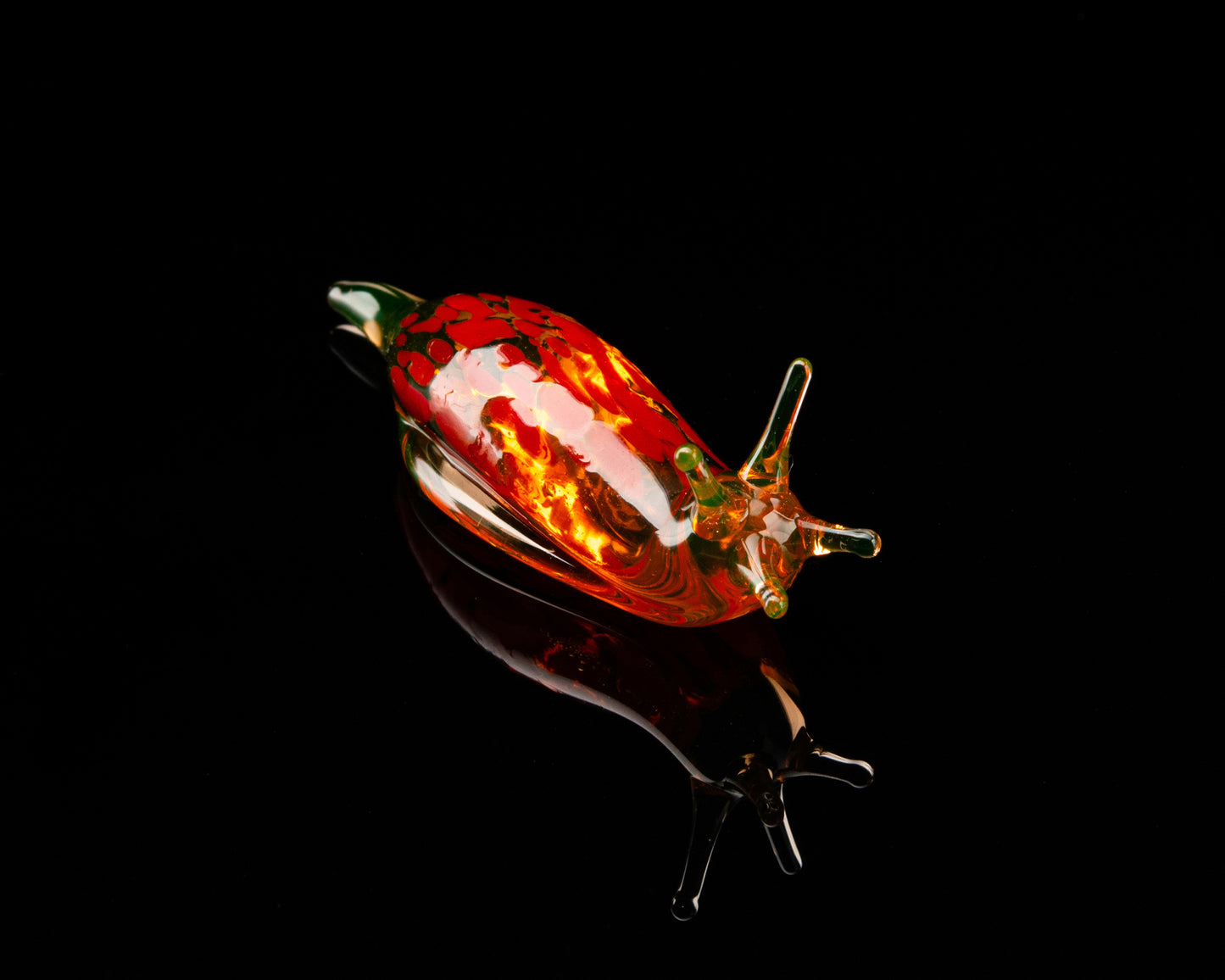 Bronze Red Mini Uranium Glass Slug Figurine UV Reactive Green Hand Blown Lampwork Animal Art Collectible Gift