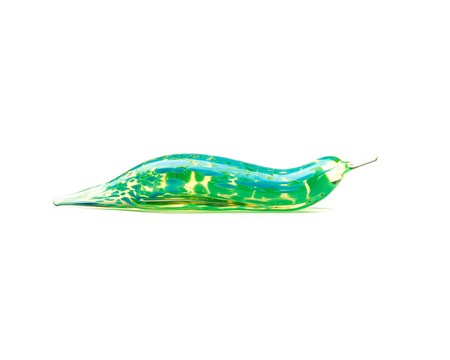 Green Uranium Glass Slug Figurine UV Reactive Green Hand Blown Lampwork Animal Art Collectible Gift