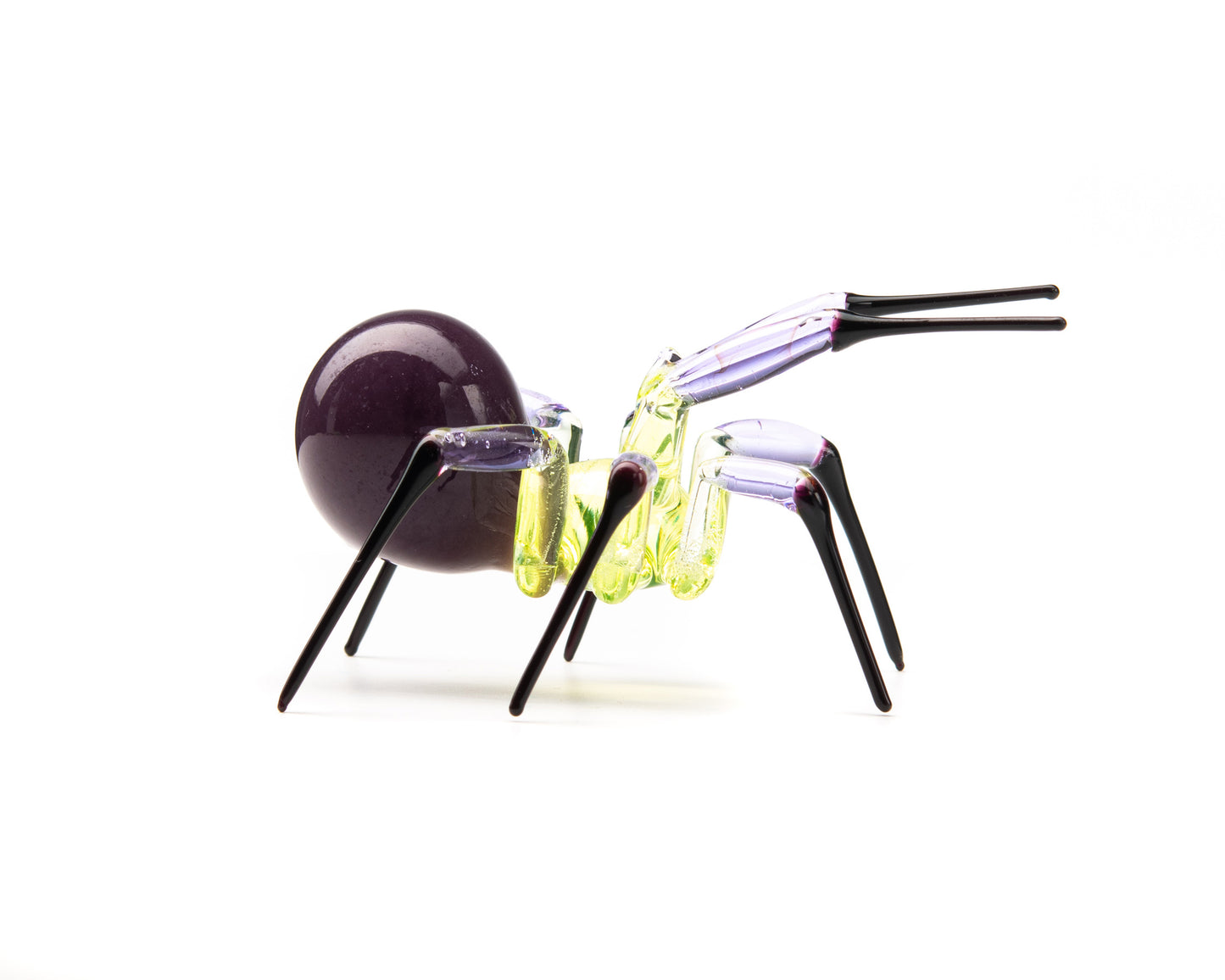 Purple Green Black Uranium Glass Spider Figurine – Miniature Insect – Sci-Fi Glow in the Dark Sculpture – Handmade Lampwork