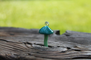 Fairyland Fungus Glass Sculpture - Delightful Miniature Mushroom