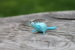 Handmade Glass Rat Mini Figurine - Exquisite Rat Replica in Glass Form