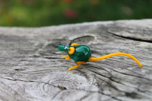 Load image into Gallery viewer, Green Yellow Exquisite Handcrafted Miniature Glass Rat Figurine - Intricate Detailing and Lifelike Appearance

