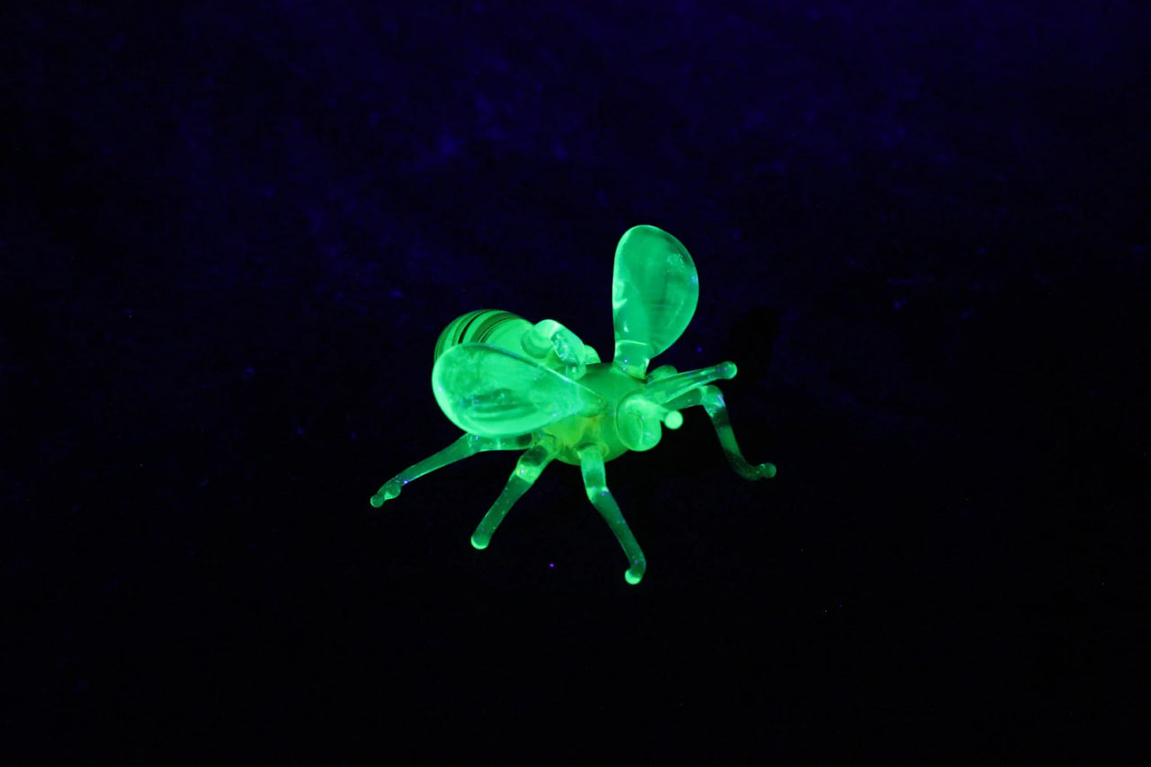 Glowing Uranium Glass Bee Figurine – Miniature Handmade Insect