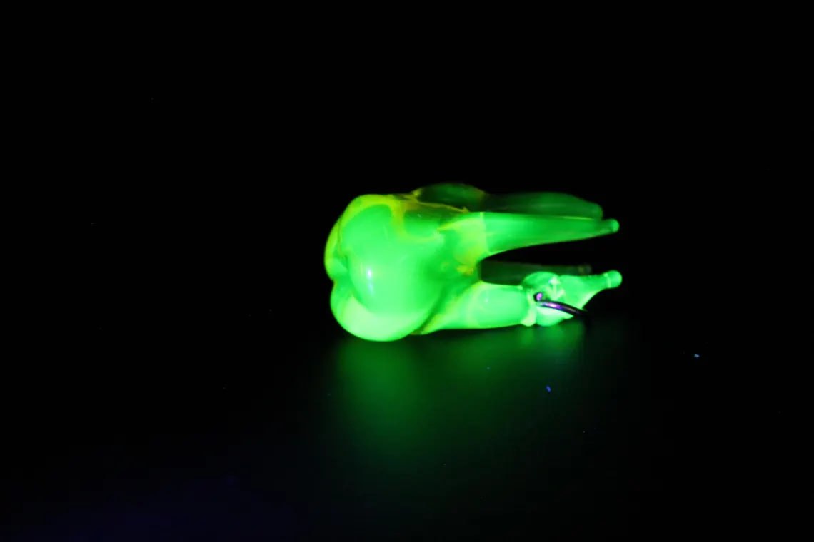 Mini Uranium Glass Tooth Pendant, Tooth Fairy Charm Necklace, UV Reactive Tooth, Handmade Lampwork Glass Tooth, Tiny Dental Gift