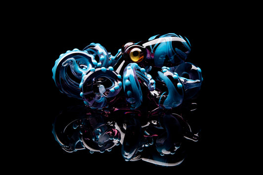 Vibrant Blue And Purple Glass Octopus Figurine - Handcrafted Sculpture