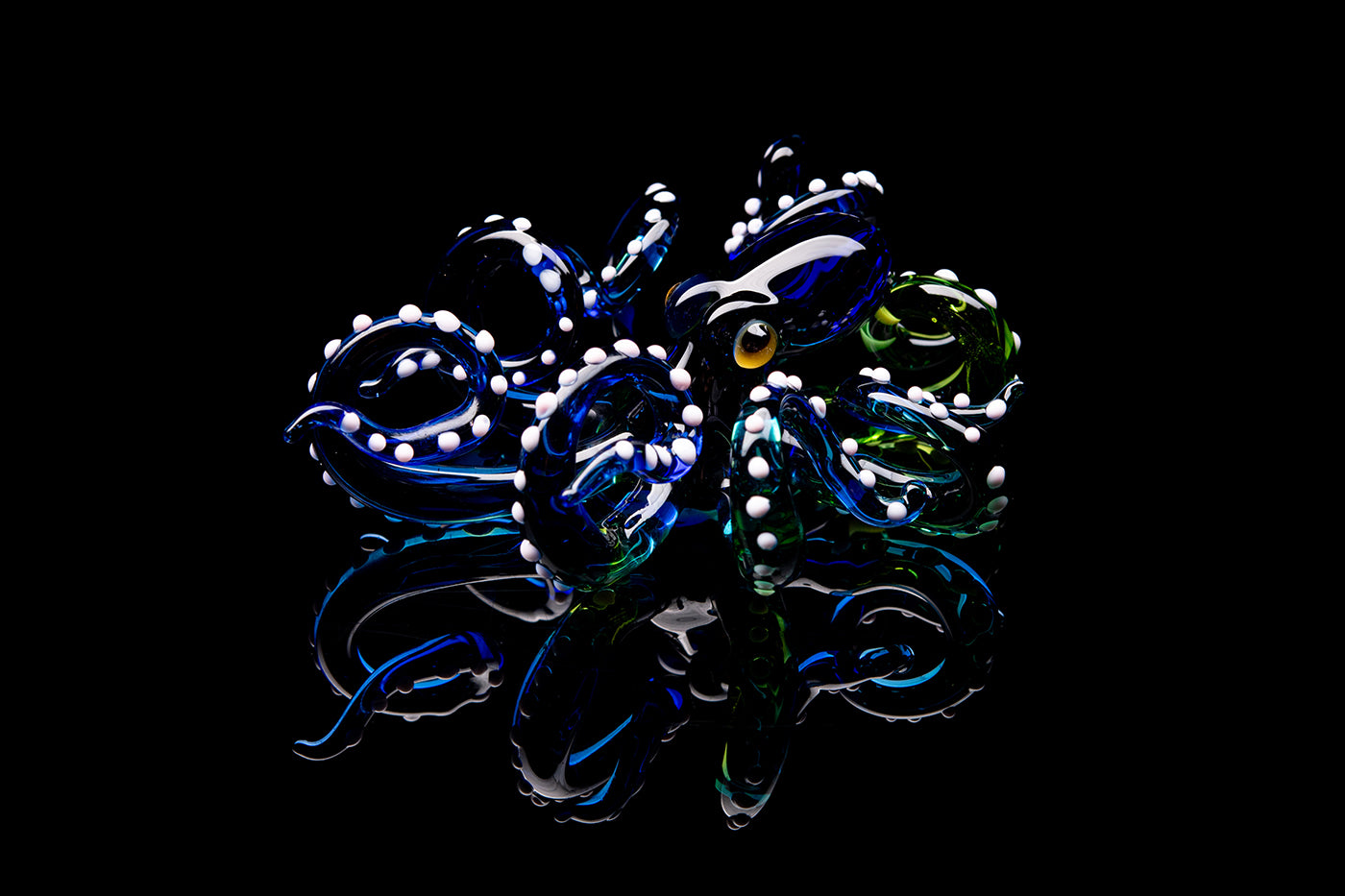 The Blue-Green Octopus pendant blown glass octopus necklace
