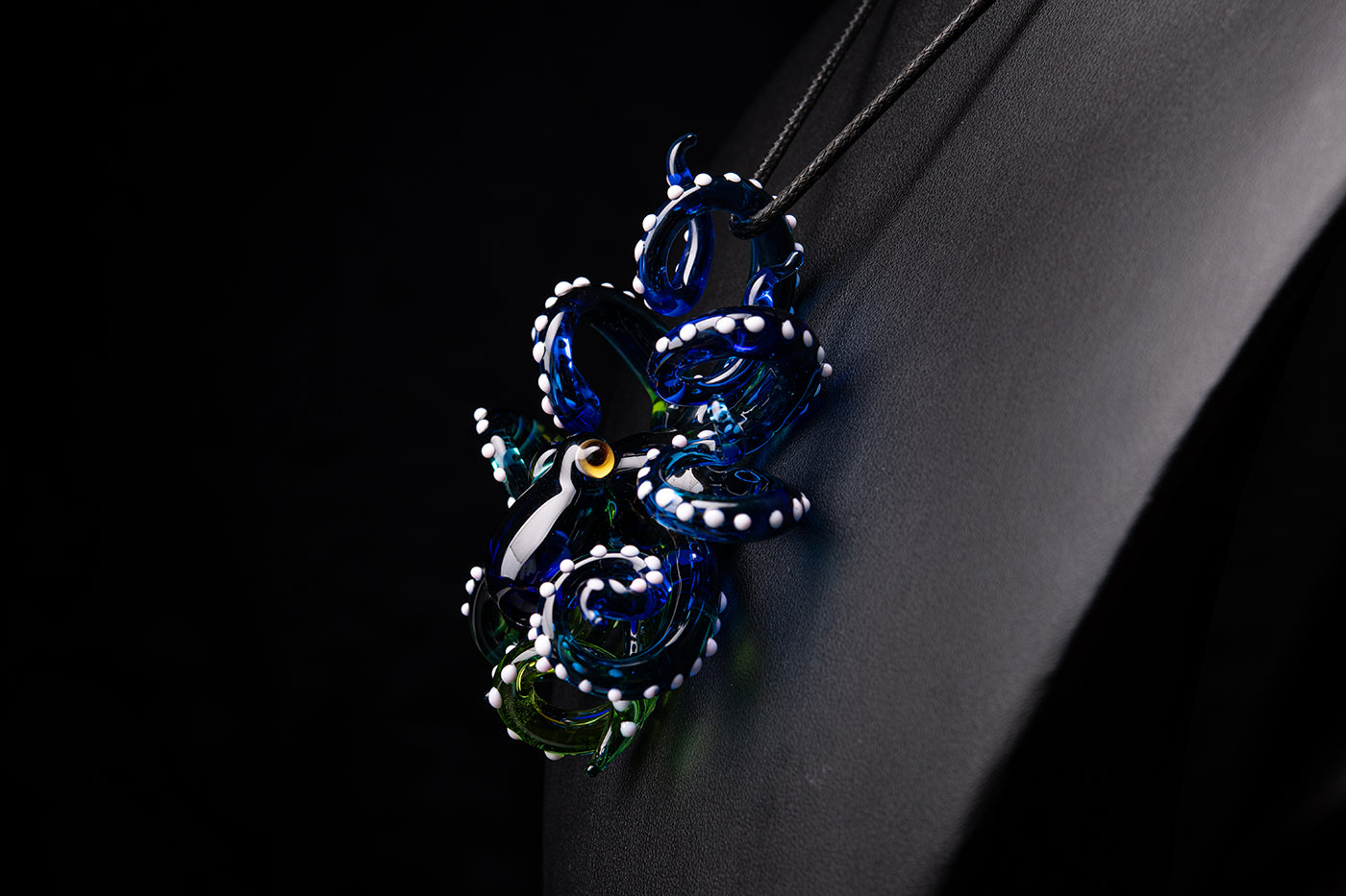 The Blue-Green Octopus pendant blown glass octopus necklace