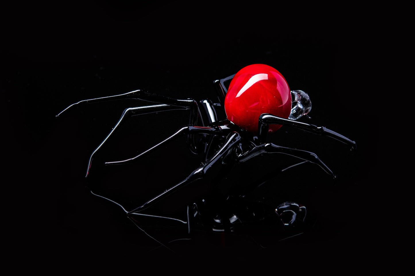 Red Glass Spider Pendant With Black Legs – Handmade Lampwork
