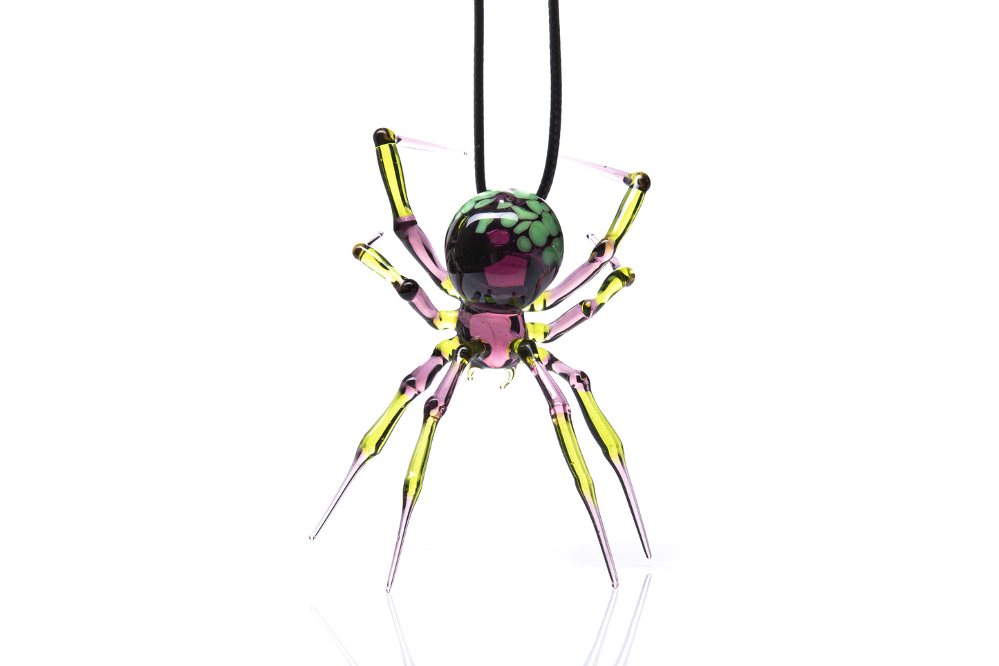 Purple Green Glass Spider Pendant – Art Glass Statement Necklace