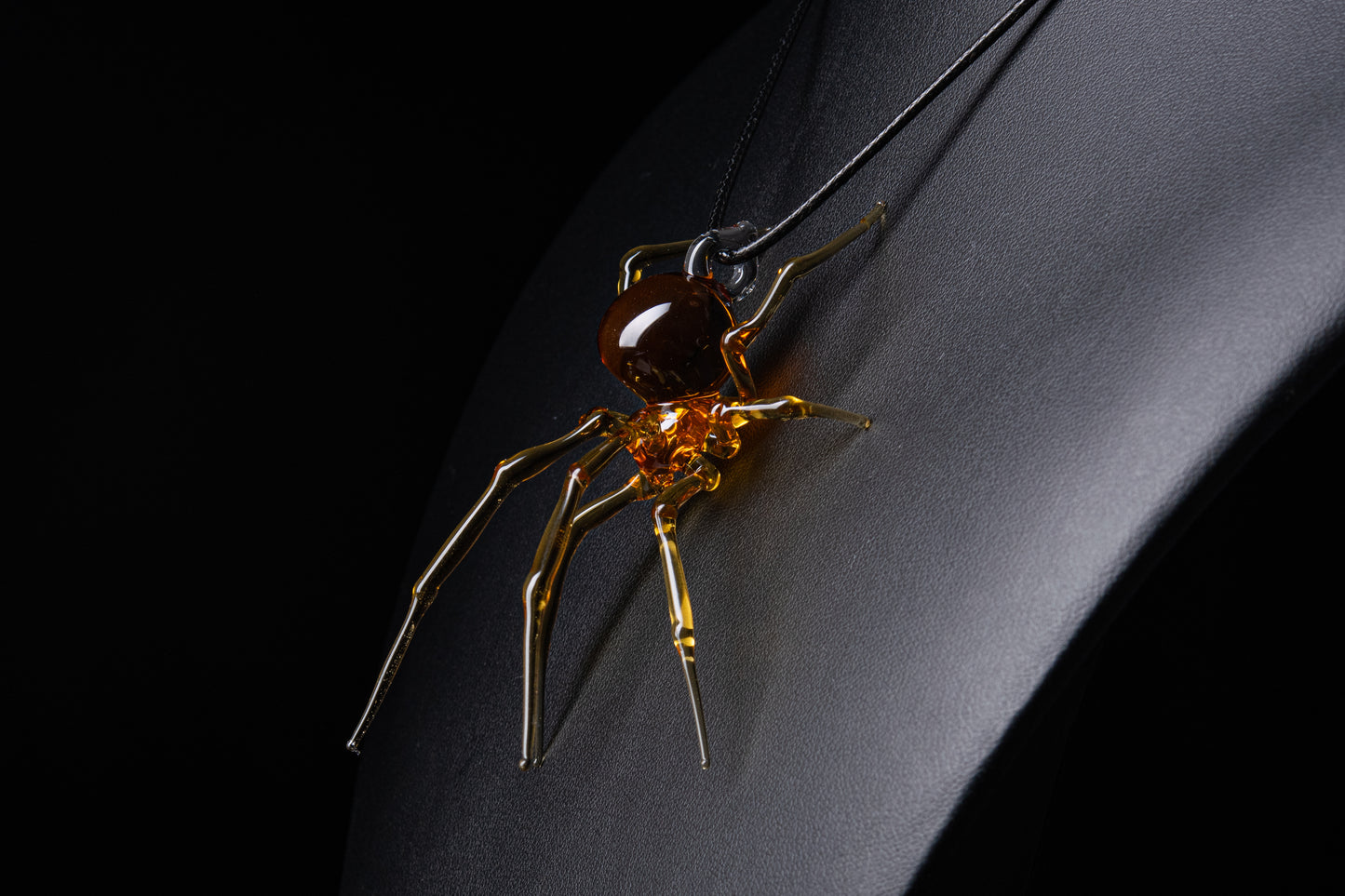 Glass Spider Pendant, Spider Necklace, Goth Necklace