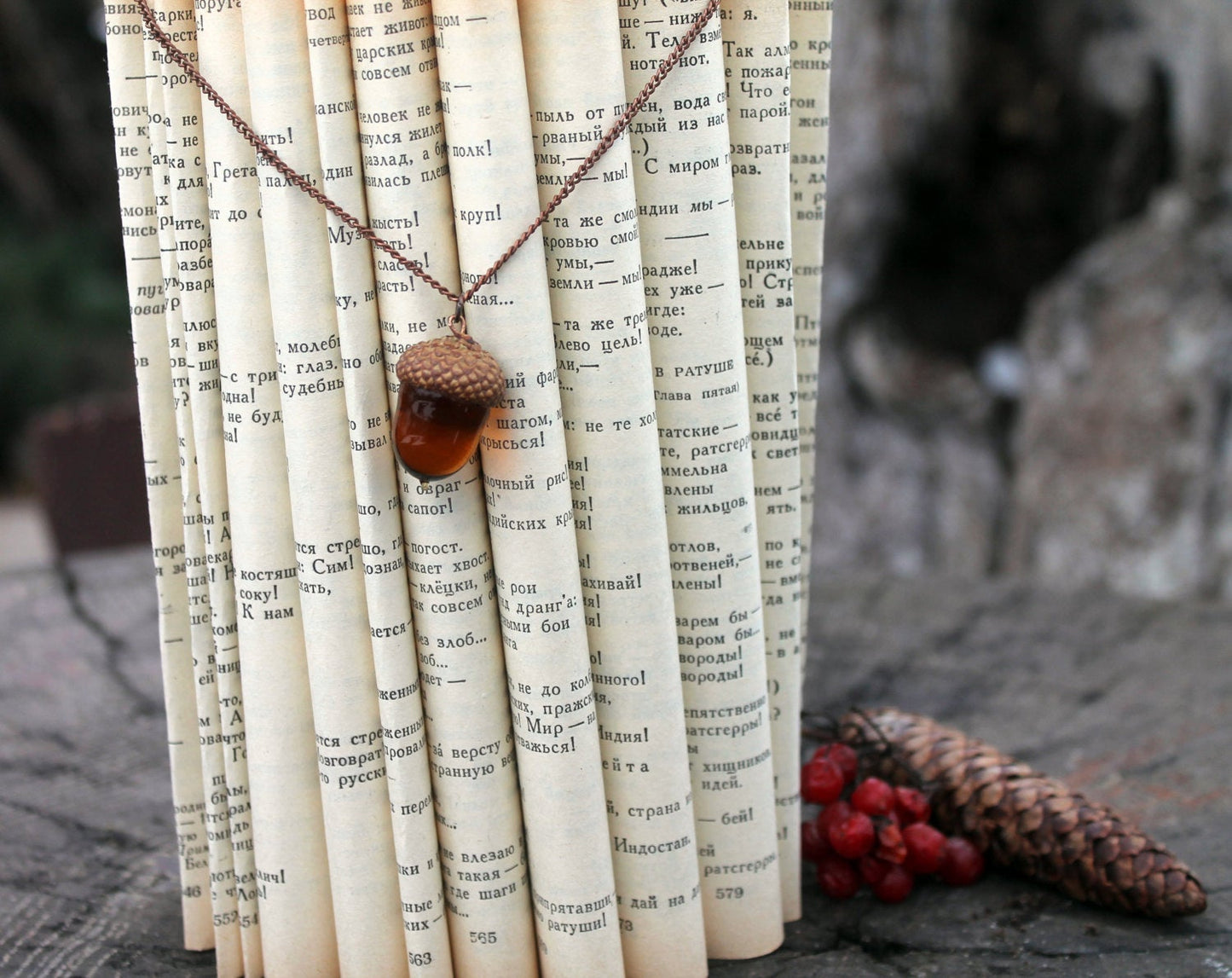Glass Acorn Necklace