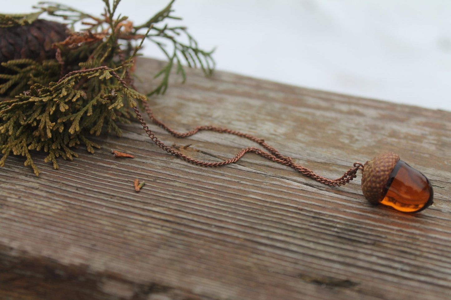 Glass Acorn Necklace