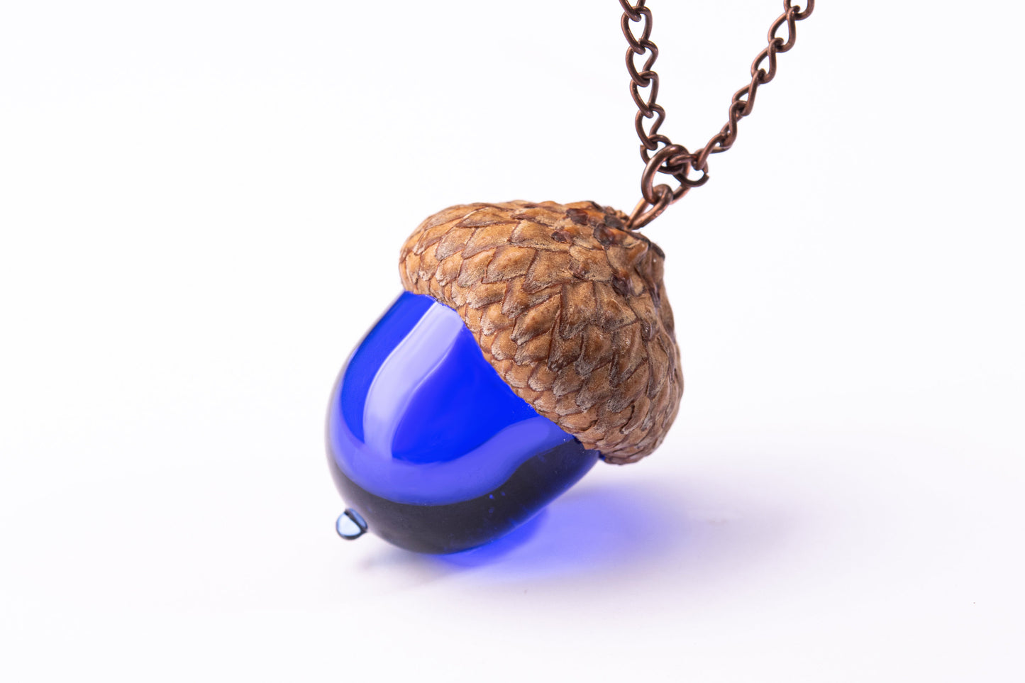 Peter Pan Kiss Necklace Glass Acorn
