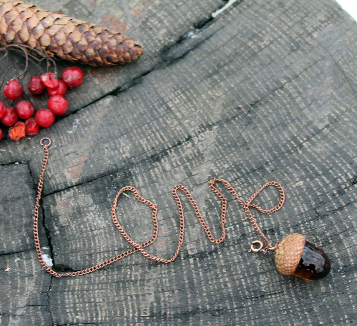 Glass Acorn Necklace