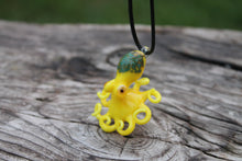 Load image into Gallery viewer, Yellow Ethereal Underwater Octopus Creature Glass Pendant
