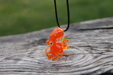 Load image into Gallery viewer, Orange Glass Octopus Creature Pendant Necklace Crystal Cephalopod Pendant
