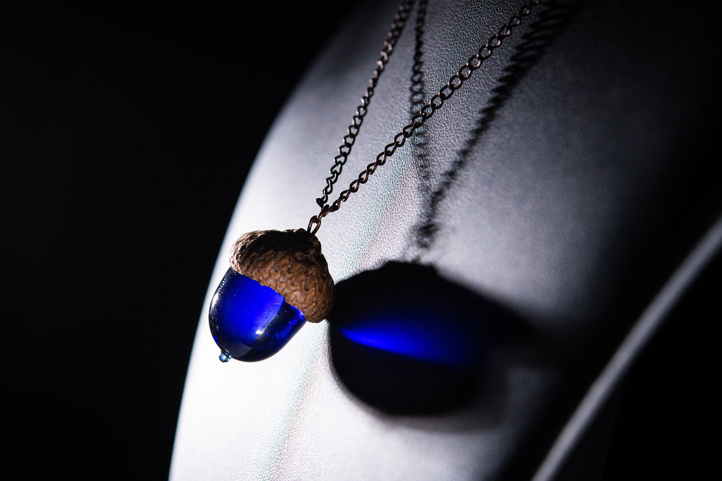 Peter Pan Kiss Necklace Glass Acorn