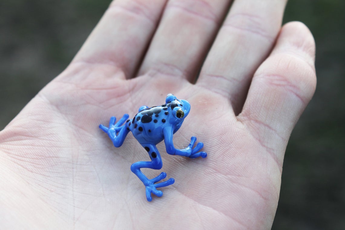 Callidryas tree frog Blown Glass Frog Sculpture poison dart frog lampwork boro toy Glass Frog Miniature Agalychnis callidryas