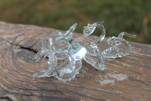 Transparent Blown Glass Octopus, Ocean, Octopus Sculpture