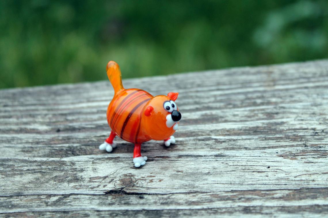 Blown Glass Cat Sculpture Animals Glass