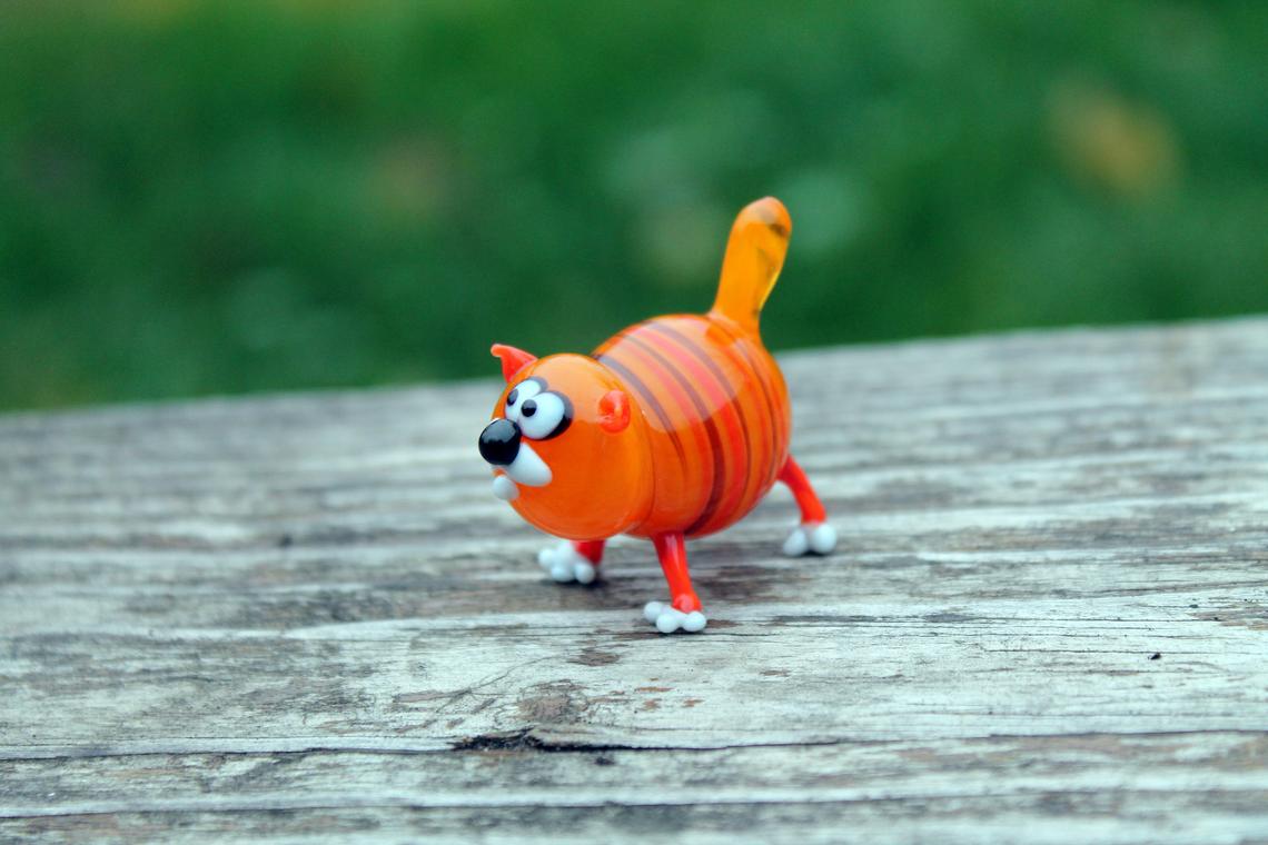 Blown Glass Cat Sculpture Animals Glass