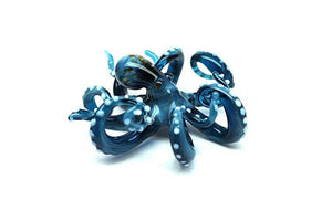 Deep Blue Blown Glass Octopus, Ocean, Octopus Sculpture