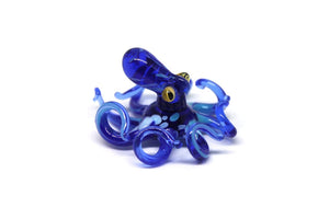 Deep Blue Blown Glass Octopus glass figurine mini