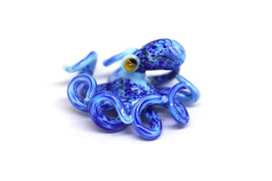 Blue Blown Glass Octopus glass figurine mini