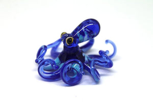 Deep Blue Blown Glass Octopus glass figurine mini