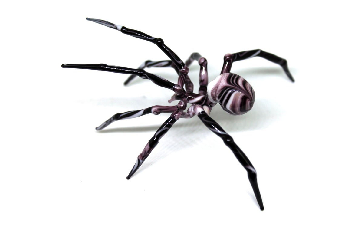 Art Glass Spider Figurine, Blown Glass Spider, Spider halloween, hand blown glasses, Glass Insect