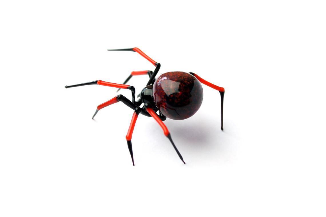 Art Glass black Garden Spider Sculpture, Blown Glass Figurine Art Insect, Glass Spider Figurine Blown Glass Spider Glass Spider Miniature