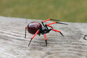 Art Glass  black Garden Spider Sculpture, Blown Glass Figurine Art Insect, Glass Spider Figurine  Blown Glass Spider Glass Spider Miniature