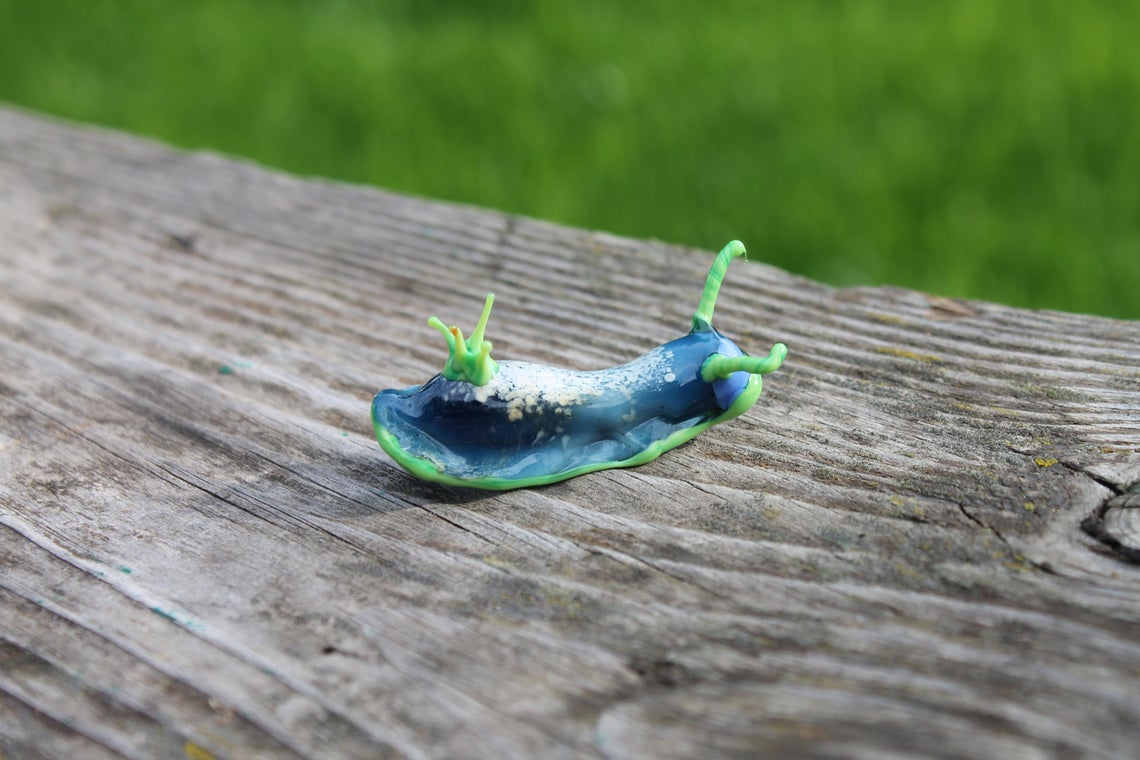 Turquoise Green Sea Slug Figurine – Glass Ocean Art Creature