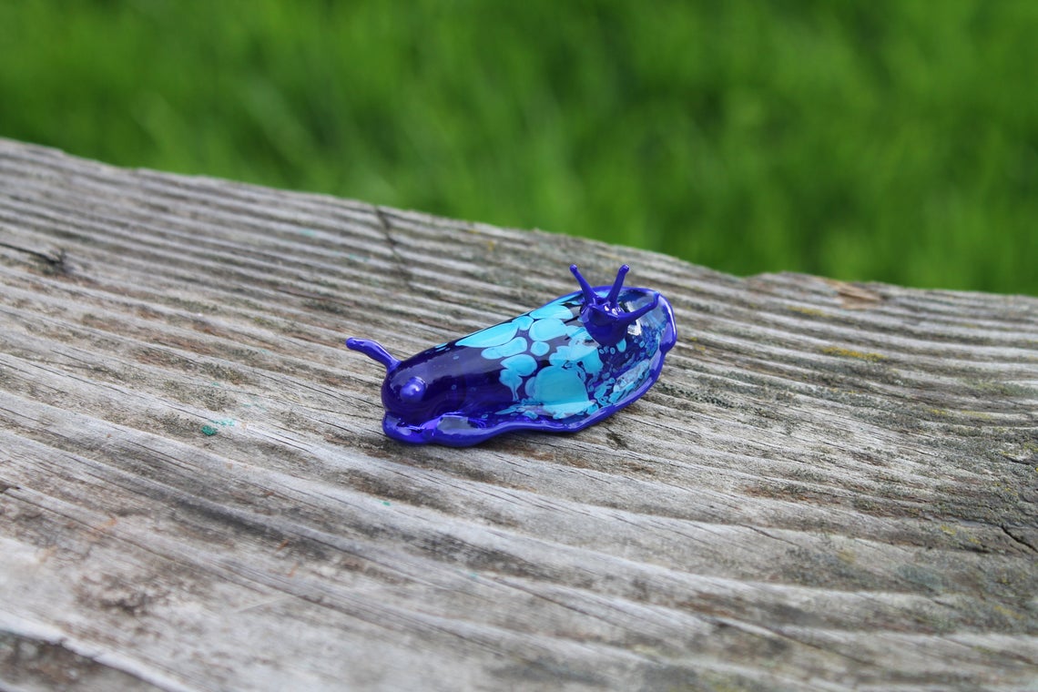 Blue And Aqua Glass Sea Slug Figurine – Murano Lampwork Sculpture
