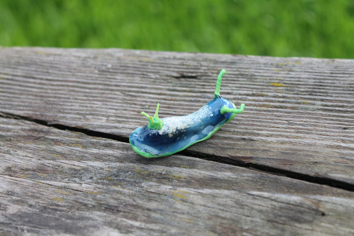 Turquoise Green Sea Slug Figurine – Glass Ocean Art Creature