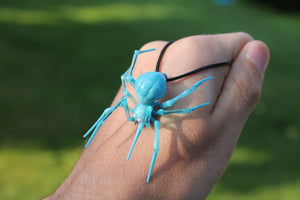 Glass Spider Necklace, Goth Necklace, Spider Pendant, Spider Pendant, Jeweled Spider