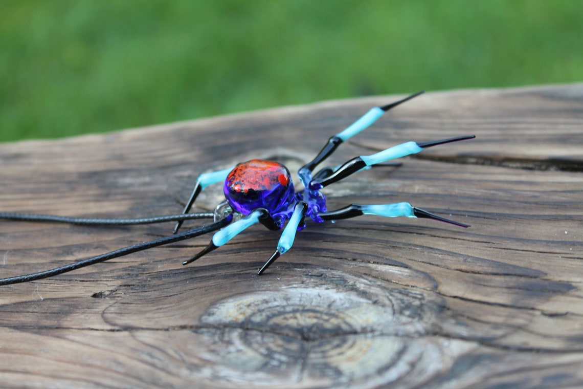 Spider Pendant, Glass Spider Necklace, Goth Necklace, Spider Pendant, Jeweled Spider