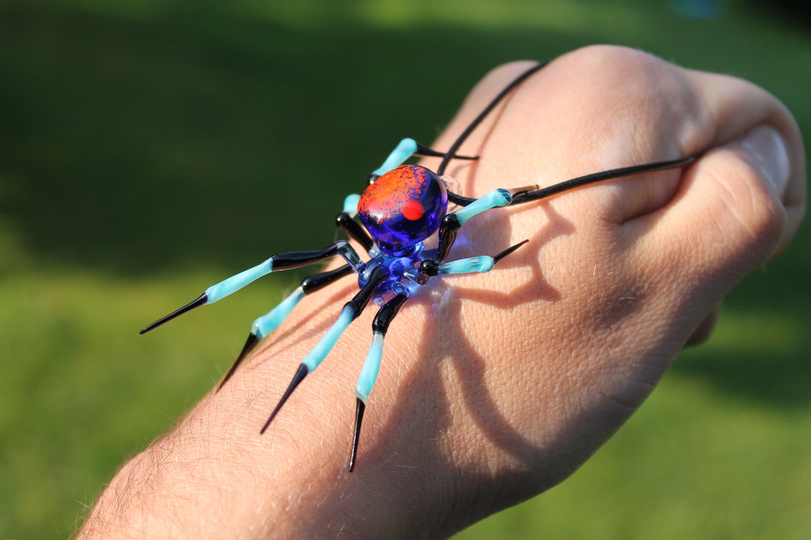 Spider Pendant, Glass Spider Necklace, Goth Necklace, Spider Pendant, Jeweled Spider