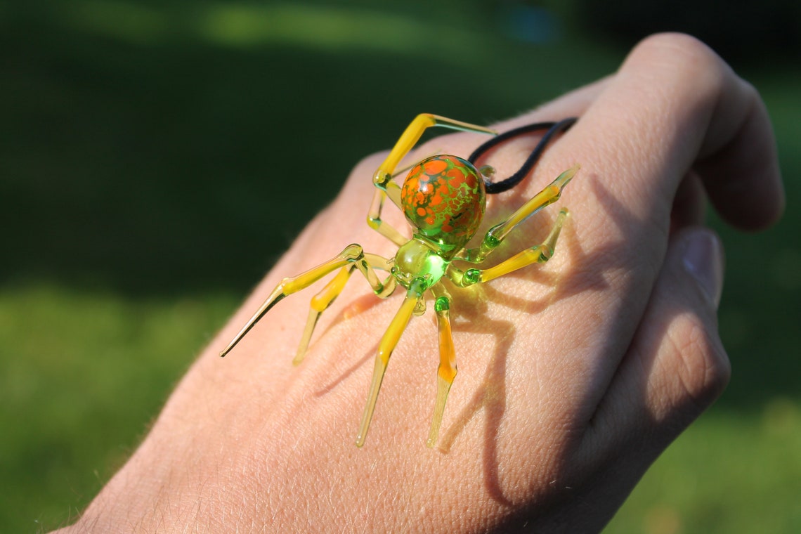 Glass Spider Pendant, Glass Spider Necklace