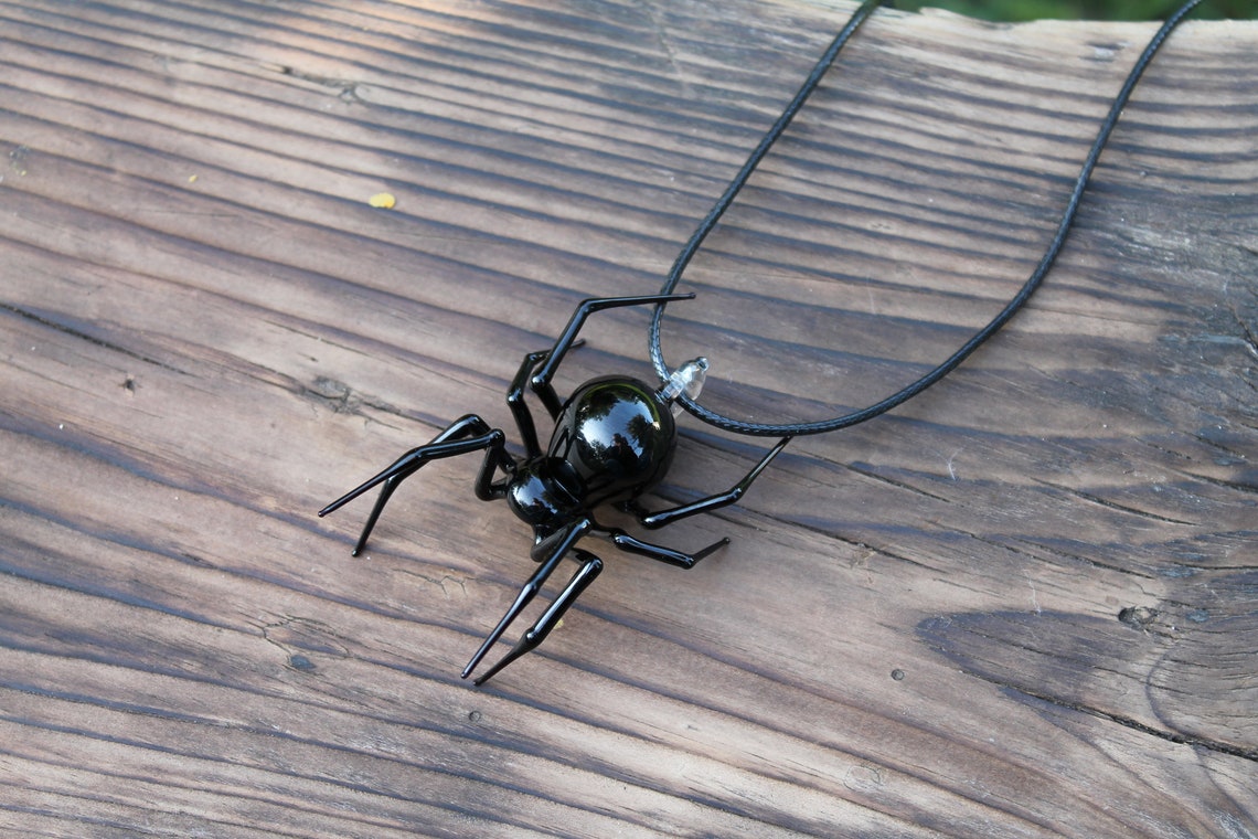Glass Spider Pendant, Glass Spider Necklace