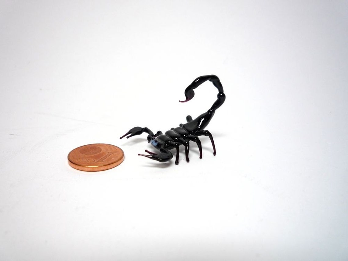 Miniature Black Glass Scorpion Figurine For Terrarium Or Desk Decor
