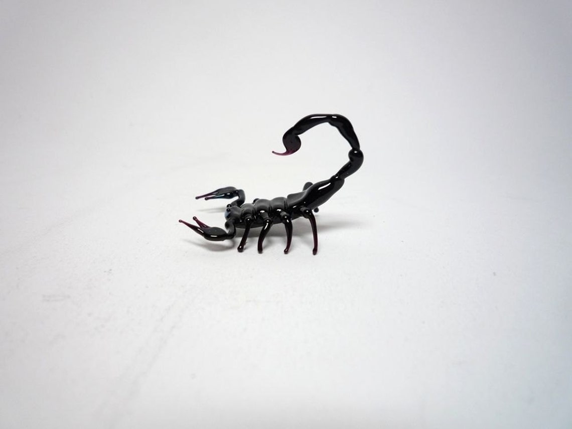 Miniature Black Glass Scorpion Figurine For Terrarium Or Desk Decor