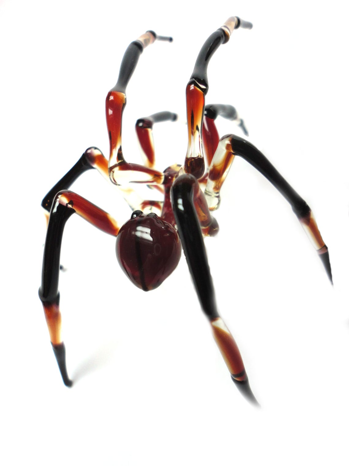 Brown Murano Glass Spider Figurine With Amber And Black Legs