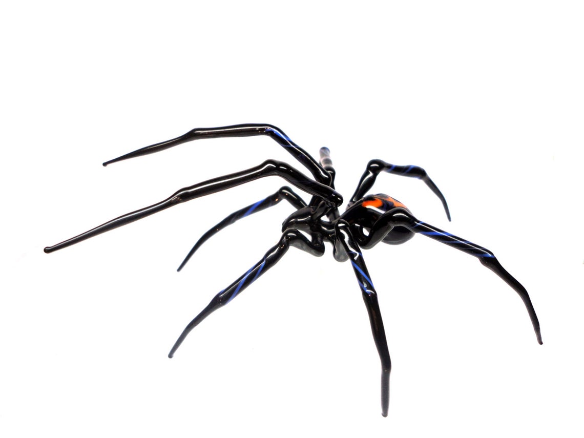 Art Glass Spider Figurine, Blown Glass Spider, Spider halloween, hand blown glasses, glass sculpture for sale, Spider Charms