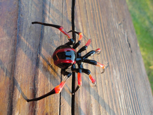 Blown Glass Figurine Art Insect  Black SPIDER, Art Glass Spider Figurine Glass Figurine Animal Figure Glass Sculpture