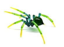 Load image into Gallery viewer, Art Glass Spider Figurine, Blown Glass Spider, Spider halloween
