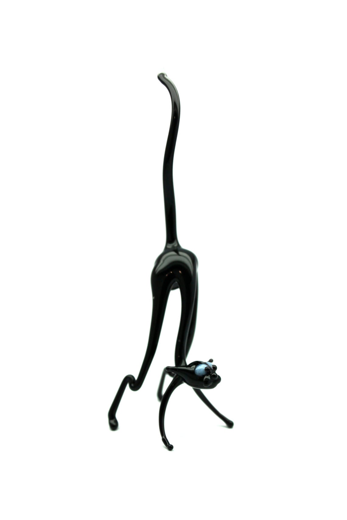 Elegant Black Murano Glass Cat Figurine 3 Inches Tall Handmade