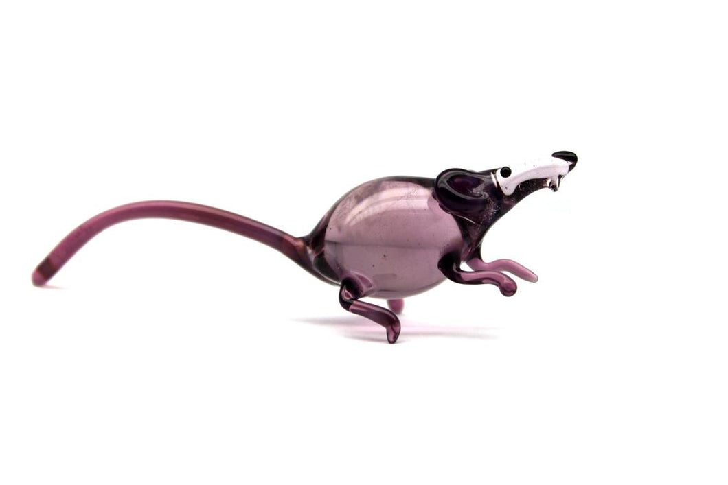 Glass Rat Figurine - Blown Glass Rat - Glass Animal Figurine - Blown Glass Animals - Rat Glass Miniature