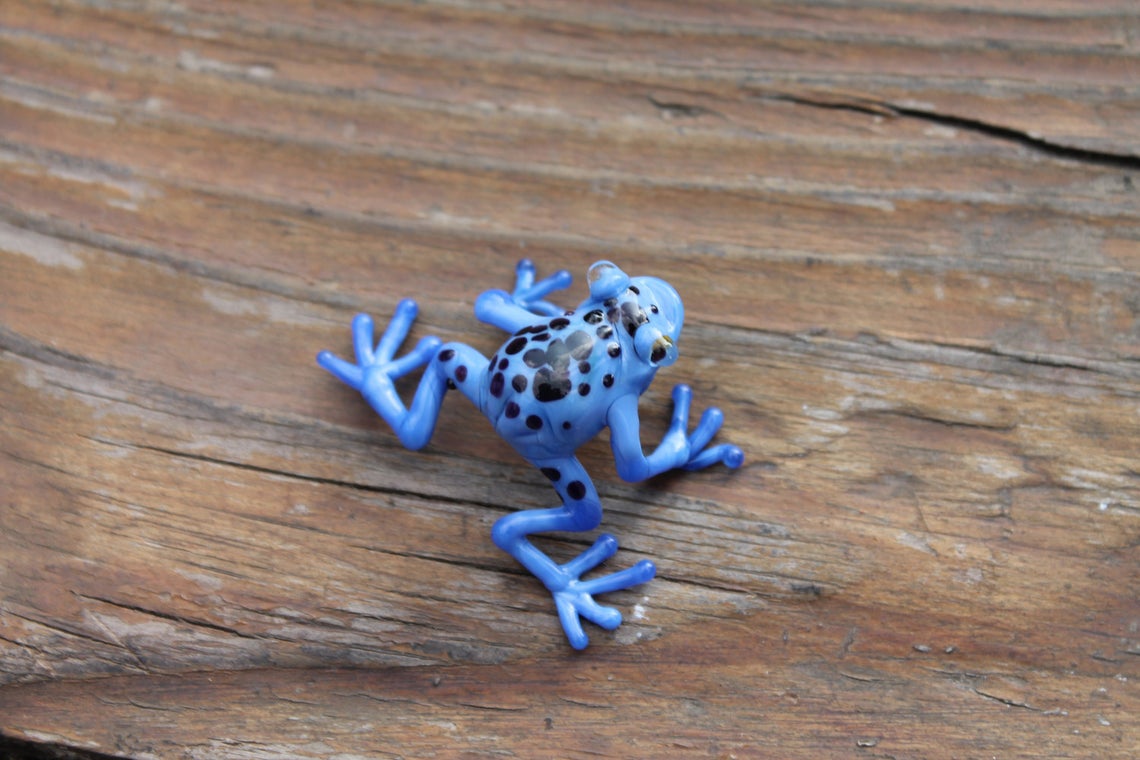 Callidryas tree frog Blown Glass Frog Sculpture poison dart frog lampwork boro toy Glass Frog Miniature Agalychnis callidryas